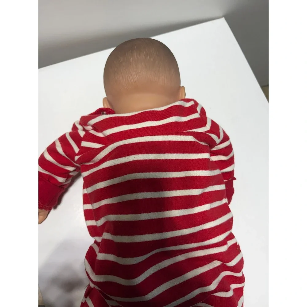 Berenguer Realistic Baby Doll Red White Striped Holiday Gnome Outfit 14 Inch